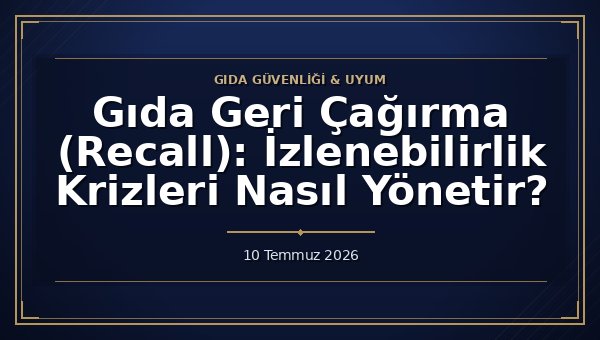 Gıda Geri Çağırma (Recall): İzlenebilirlik Krizleri Nasıl Yönetir?