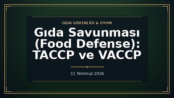 Gıda Savunması (Food Defense): TACCP ve VACCP