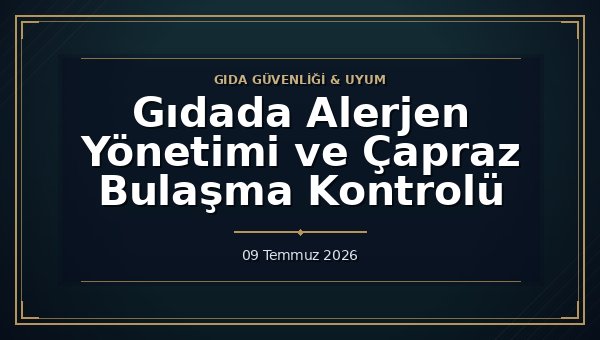 Gıdada Alerjen Yönetimi ve Çapraz Bulaşma Kontrolü